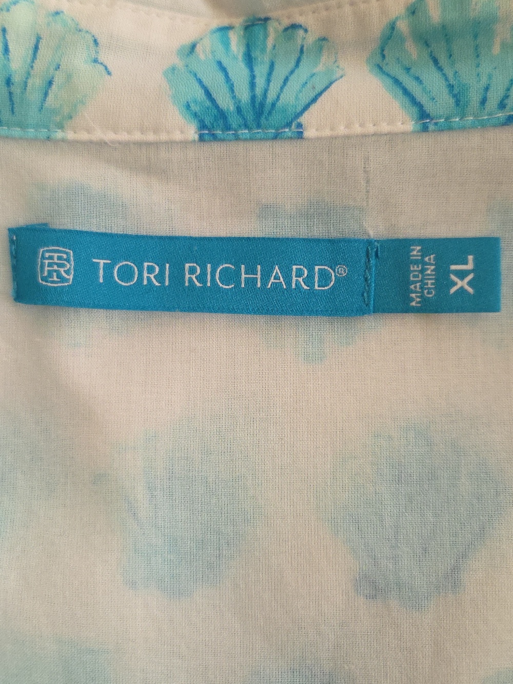 Tori Richard Cotton Embroidered Blue Shell Dress, Size XL - Picture 7 of 10